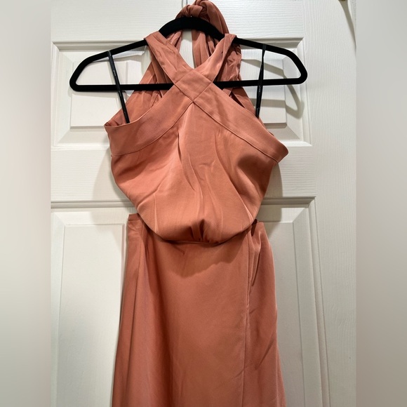MINK PINK  FINLAY HALTER GOWN WITH SPLIT CLAY color, size Small NWT - Picture 10 of 14